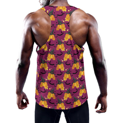 Cute Halloween Pumpkin Witch Print Training Tank Top