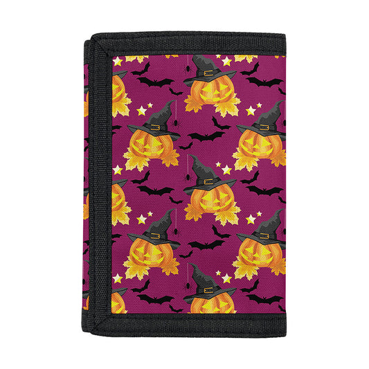 Cute Halloween Pumpkin Witch Print Trifold Wallet