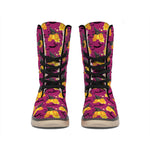 Cute Halloween Pumpkin Witch Print Winter Boots