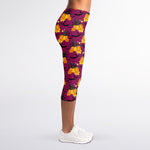 Cute Halloween Pumpkin Witch Print Women's Capri Leggings