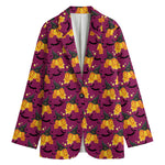 Cute Halloween Pumpkin Witch Print Women's Cotton Blazer