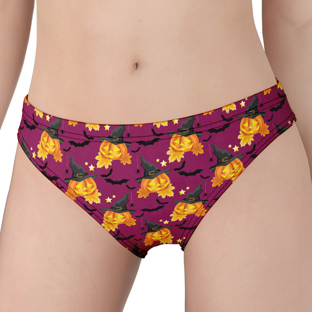 Cute Halloween Pumpkin Witch Print Women's Panties