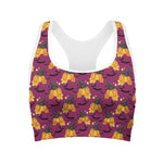 Cute Halloween Pumpkin Witch Print Women's Sports Bra