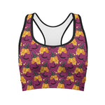 Cute Halloween Pumpkin Witch Print Women's Sports Bra