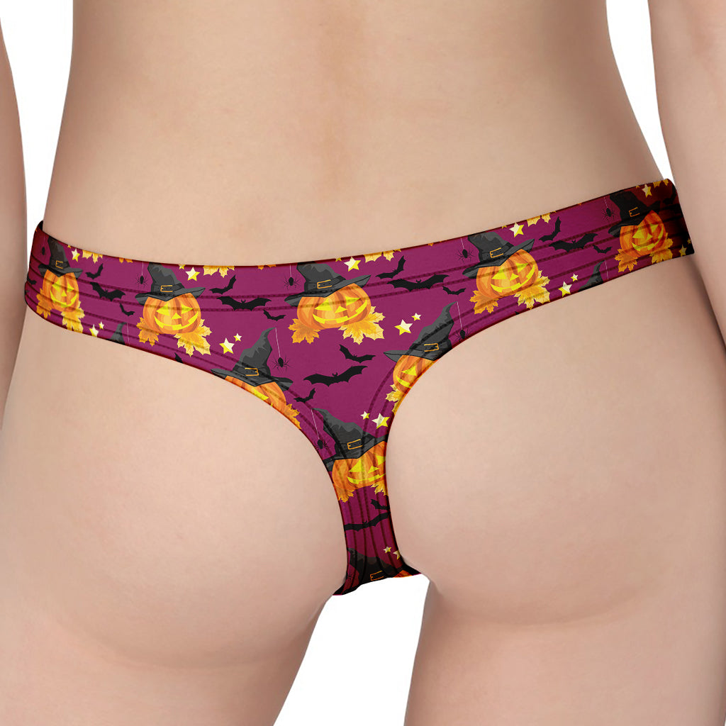 Cute Halloween Pumpkin Witch Print Women's Thong