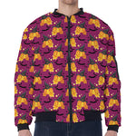 Cute Halloween Pumpkin Witch Print Zip Sleeve Bomber Jacket