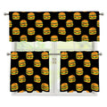 Cute Hamburger Pattern Print 3 Piece Kitchen Curtains