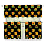 Cute Hamburger Pattern Print 3 Piece Kitchen Curtains