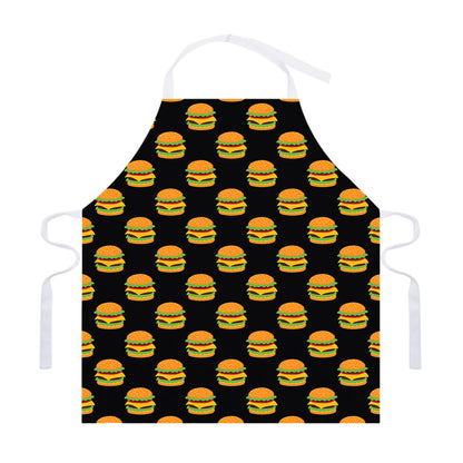 Cute Hamburger Pattern Print Adjustable Apron