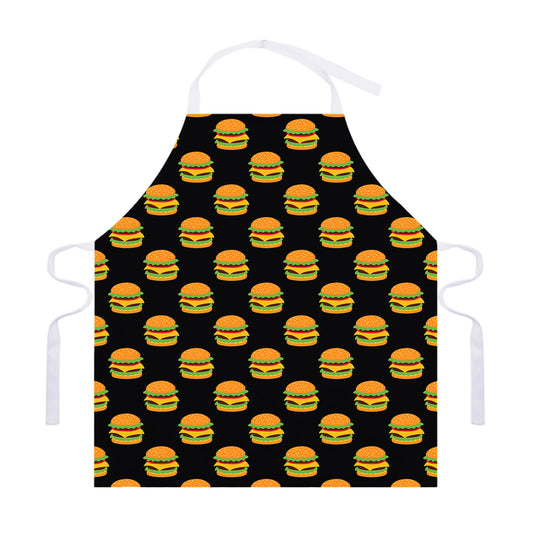 Cute Hamburger Pattern Print Adjustable Apron