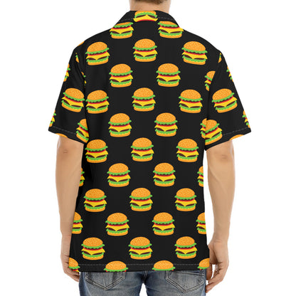 Cute Hamburger Pattern Print Aloha Shirt