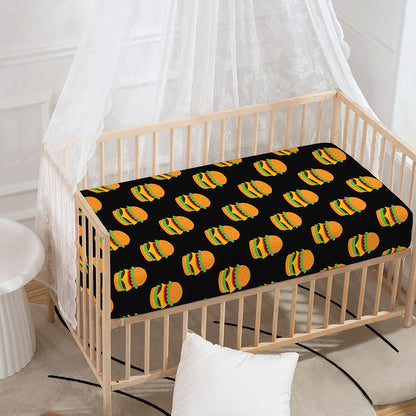 Cute Hamburger Pattern Print Baby Crib Sheet