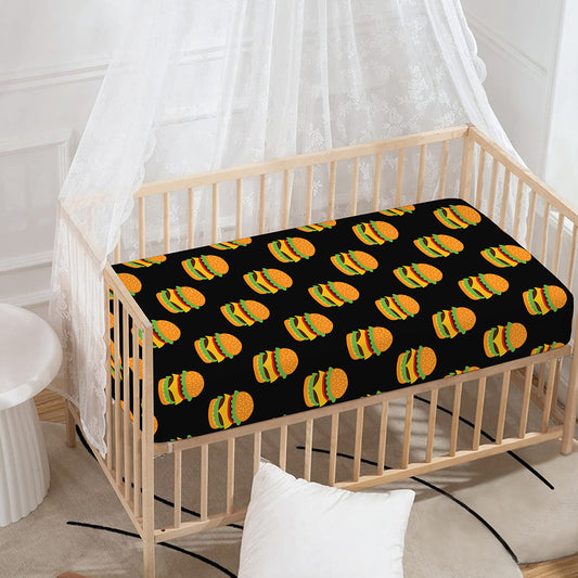 Cute Hamburger Pattern Print Baby Crib Sheet