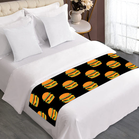 Cute Hamburger Pattern Print Bed Runner
