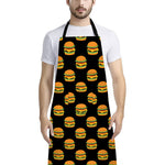 Cute Hamburger Pattern Print Bib Apron With Pocket