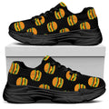 Cute Hamburger Pattern Print Black Chunky Shoes