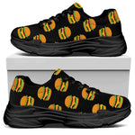 Cute Hamburger Pattern Print Black Chunky Shoes