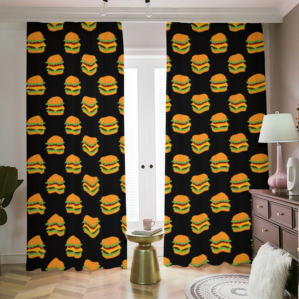 Cute Hamburger Pattern Print Blackout Pencil Pleat Curtains