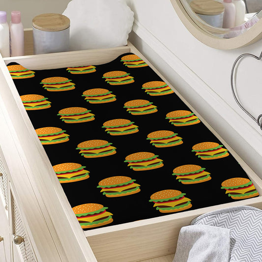 Cute Hamburger Pattern Print Changing Pad Cover