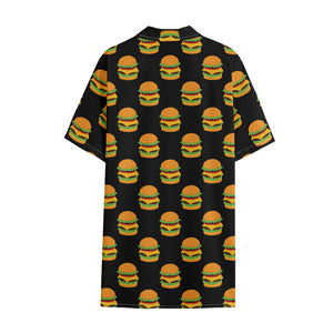 Cute Hamburger Pattern Print Cotton Hawaiian Shirt