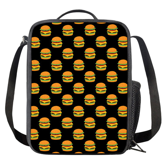 Cute Hamburger Pattern Print Crossbody Lunch Bag