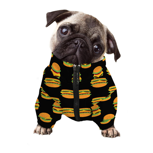 Cute Hamburger Pattern Print Dog Zip Up Jacket