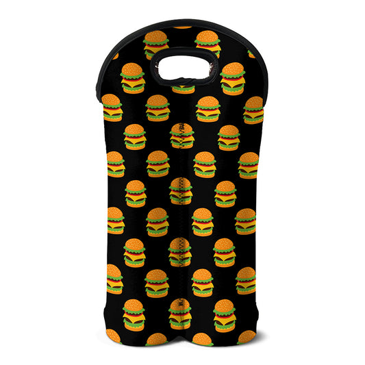 Cute Hamburger Pattern Print Double Neoprene Wine Tote