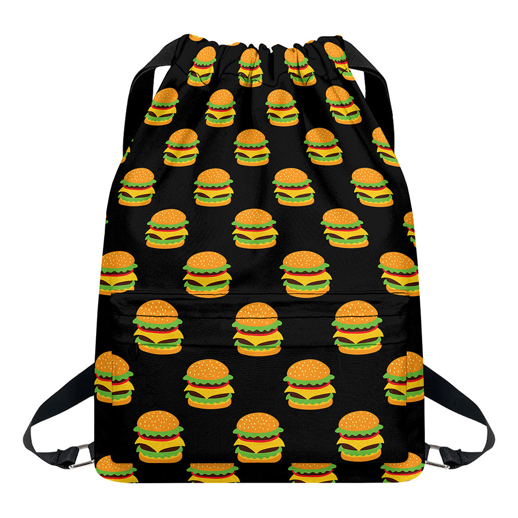 Cute Hamburger Pattern Print Drawstring Backpack