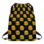 Cute Hamburger Pattern Print Drawstring Backpack