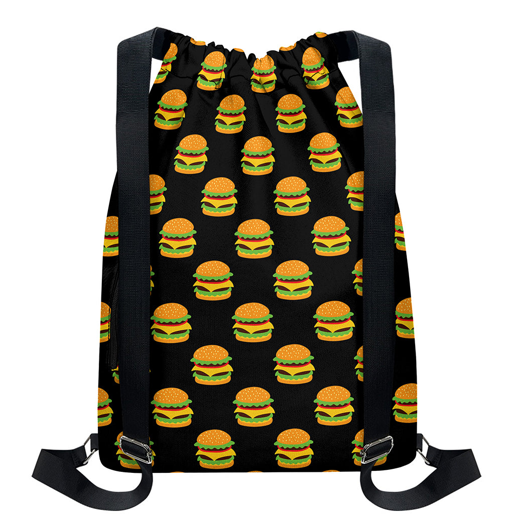 Cute Hamburger Pattern Print Drawstring Backpack