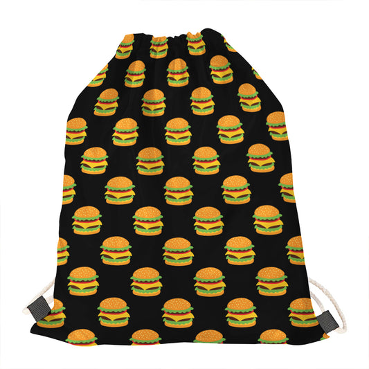 Cute Hamburger Pattern Print Drawstring Bag
