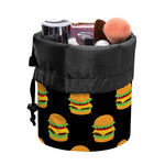 Cute Hamburger Pattern Print Drawstring Makeup Bag