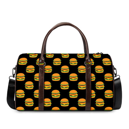 Cute Hamburger Pattern Print Duffle Bag