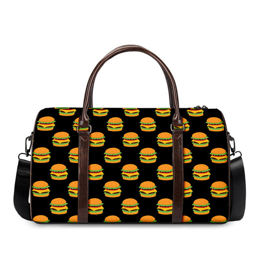 Cute Hamburger Pattern Print Duffle Bag