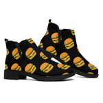 Cute Hamburger Pattern Print Flat Ankle Boots