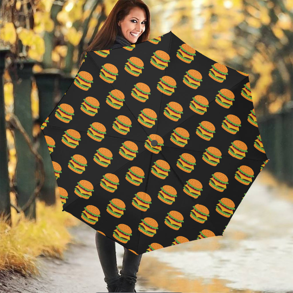 Cute Hamburger Pattern Print Foldable Umbrella