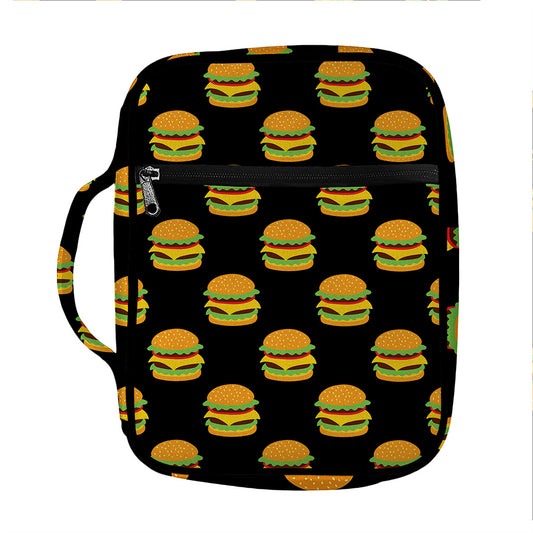 Cute Hamburger Pattern Print Front Pocket Bible Bag