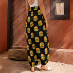 Cute Hamburger Pattern Print Harem Pants