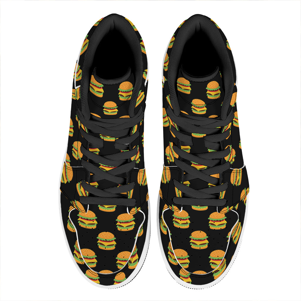 Cute Hamburger Pattern Print High Top Leather Sneakers