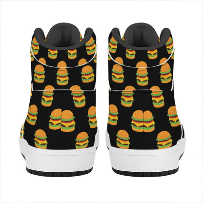 Cute Hamburger Pattern Print High Top Leather Sneakers