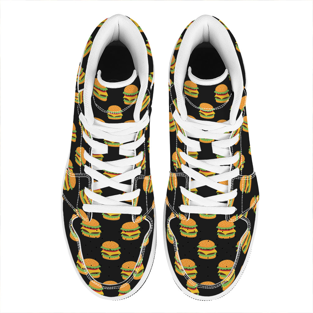 Cute Hamburger Pattern Print High Top Leather Sneakers