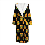 Cute Hamburger Pattern Print Hooded Bathrobe