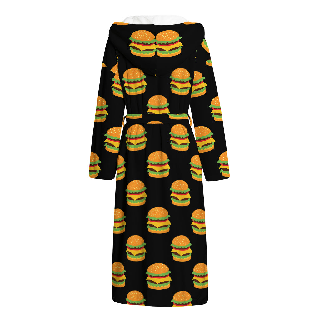 Cute Hamburger Pattern Print Hooded Bathrobe