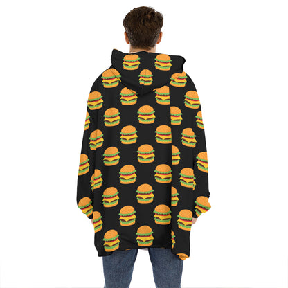 Cute Hamburger Pattern Print Hoodie Blanket