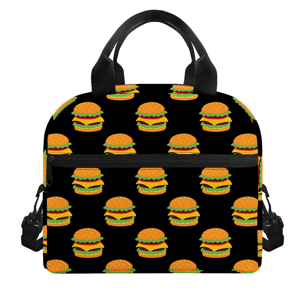 Cute Hamburger Pattern Print Insulated Lunch Bag