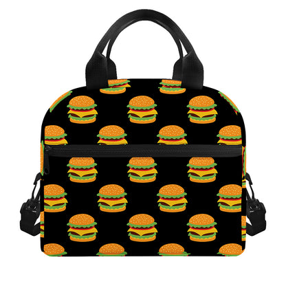 Cute Hamburger Pattern Print Insulated Lunch Bag