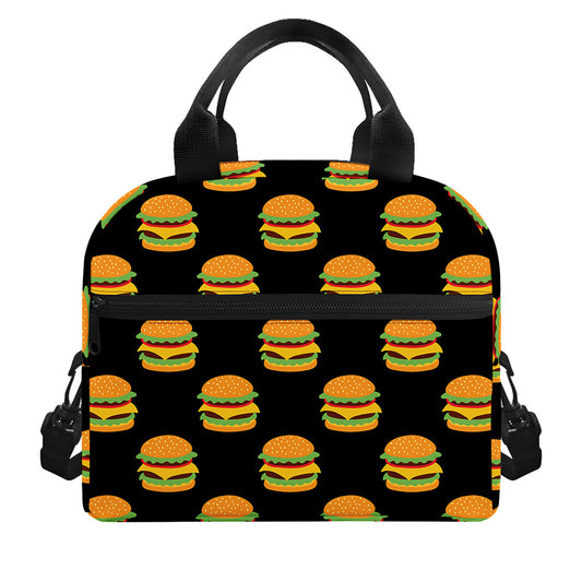 Cute Hamburger Pattern Print Insulated Lunch Bag