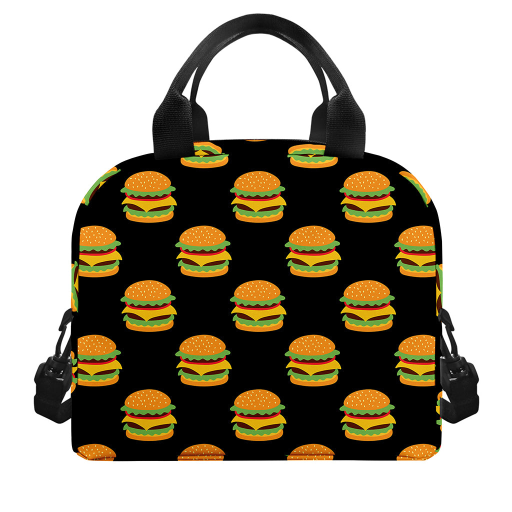 Cute Hamburger Pattern Print Insulated Lunch Bag