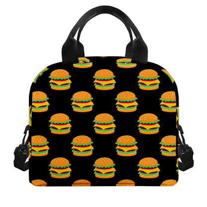 Cute Hamburger Pattern Print Insulated Lunch Bag