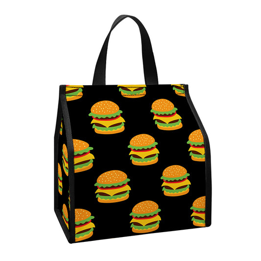 Cute Hamburger Pattern Print Insulated Lunch Tote